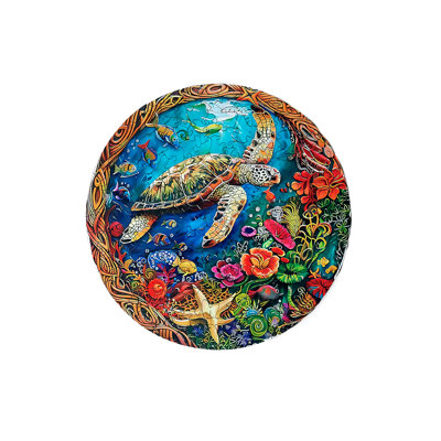 Turtle in Coral Reef - Jigsaw Wooden Puzzle by Wizardi F07N9-31