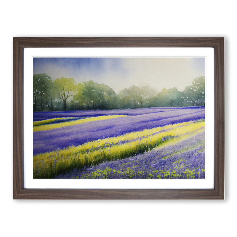 Serene Bluebell Field Vol.5 - Framed Print, 46cm H x 64cm W x 2cm D, Walnut 