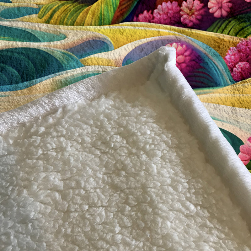 Throw Blanket, 68" W x 80" L, Floral/Abstract, Pink/Green/Blue/Orange