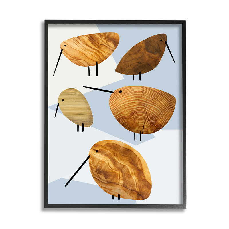 «Abstract Abstract Tree Birds Blue Geometric Shapes» par Daphne Polselli - impression d'art graphique