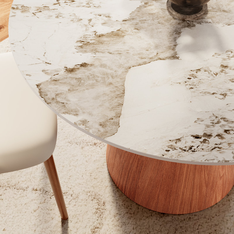 Petite table de salle à manger ronde de 39 po / 43 po pour 2 à 4 personnes, Brun, H 29,5 po x L 39,37 po x l 39,37 po