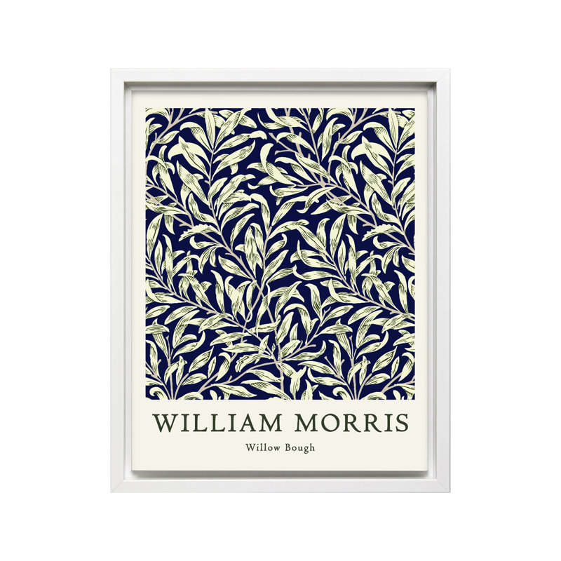William Morris - Willow Bough No2, Canvas, White Framed, 08"H x 10"W