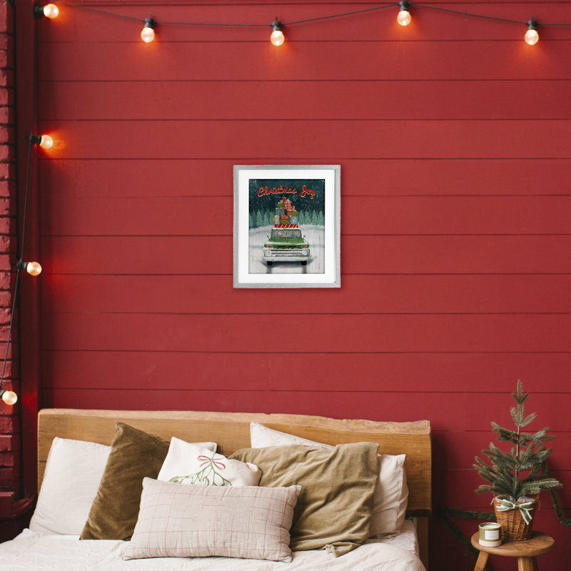 «Christmas Joy», impression par camion rustique sous verre, conception de Jilly Jack Designs, H 16 po x l 13 po