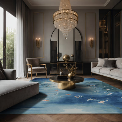 Tapis bleu soyeux et moelleux