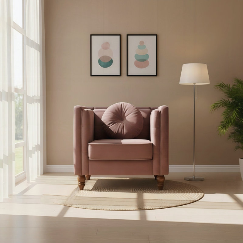 Canapé simple classique pour salon Chesterfield, Rose