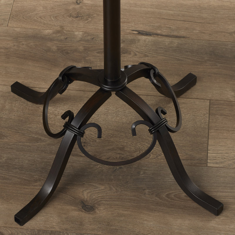 Lampe sur pied noire avec plateau en bois, 156 cm de hauteur, 150 W, 3 intensités lumineuses.