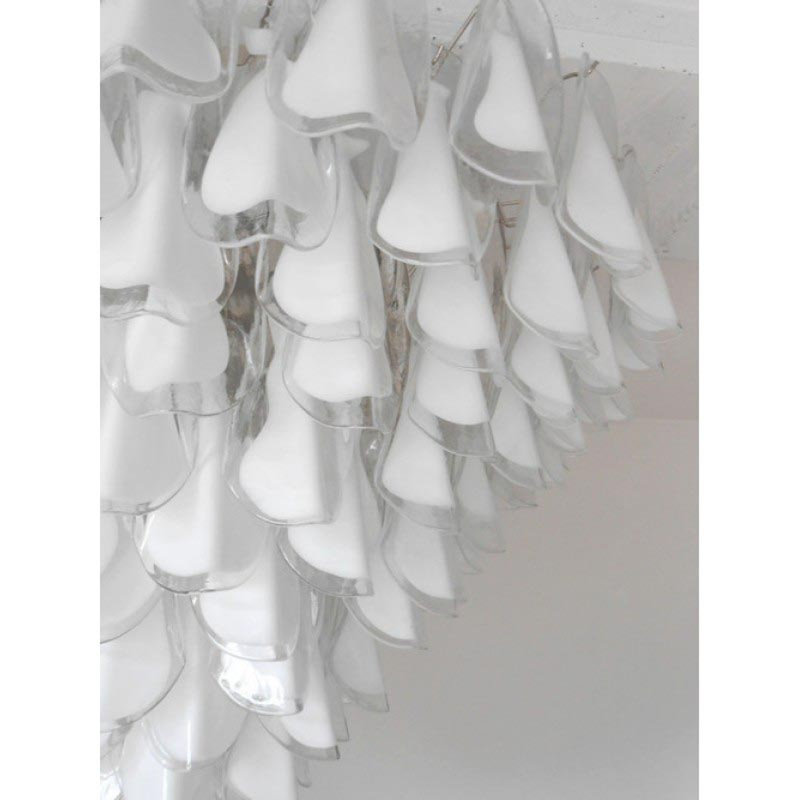 Lustre à niveaux en laiton 21 lumières Murana, Bronze, Blanc / transparent, 53" Dia x 42" Height