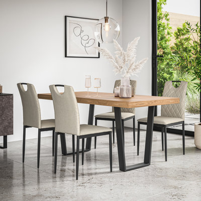 Davius 160cm Dining Table Set with 6 Monza Linen Chairs