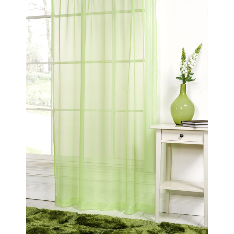 Mirri Sheer Curtain Single Panel, 145 W x 112 D cm, Zest Green