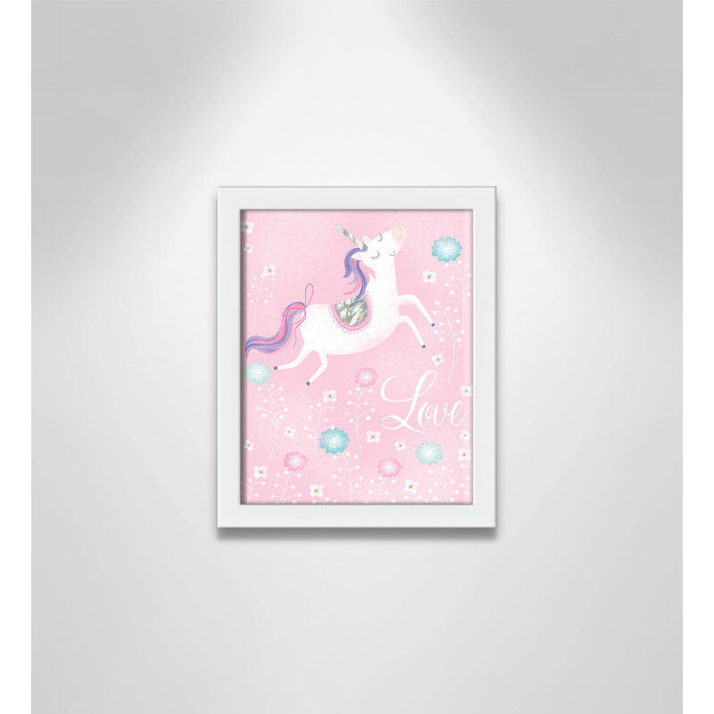 «Love Unicorn», art encadré, H 10 po x l 8 po x P 1,18 po, Cadre blanc
