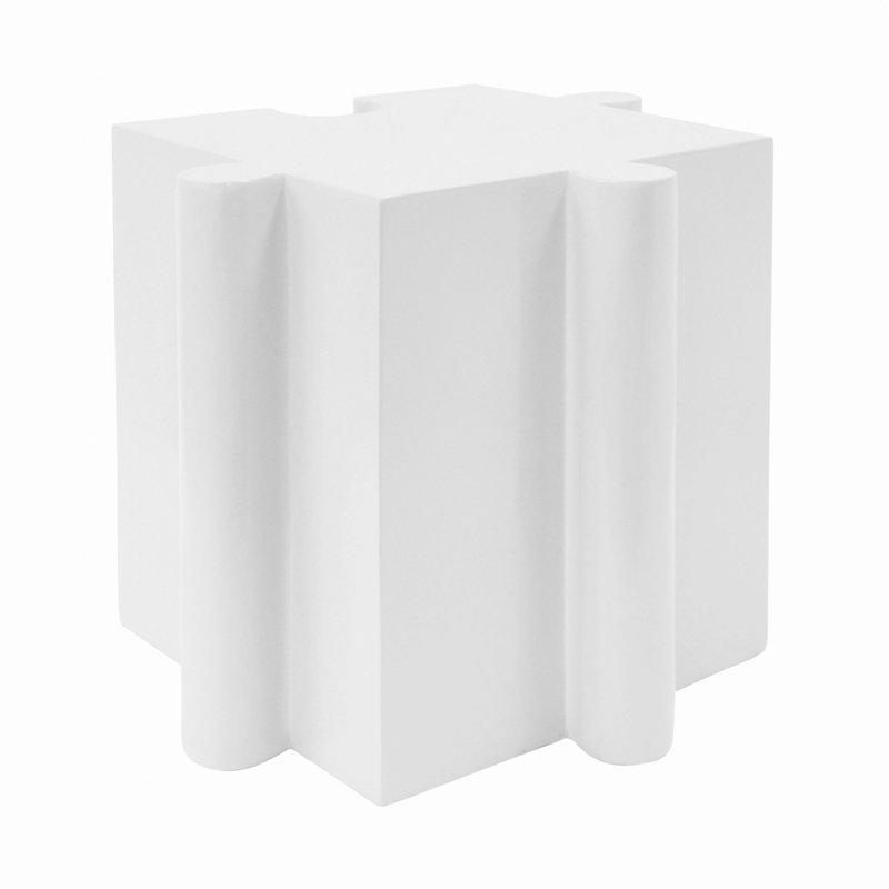 Table d'appoint casse-tête, table modulaire à bords convexes MGO, H 17,75 po x l 15,75 po x P 15,75 po, Blanc