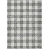 HomeRoots 3' X 5' Gray And Charcoal Plaid Washable Indoor Outdoor Area Rug
