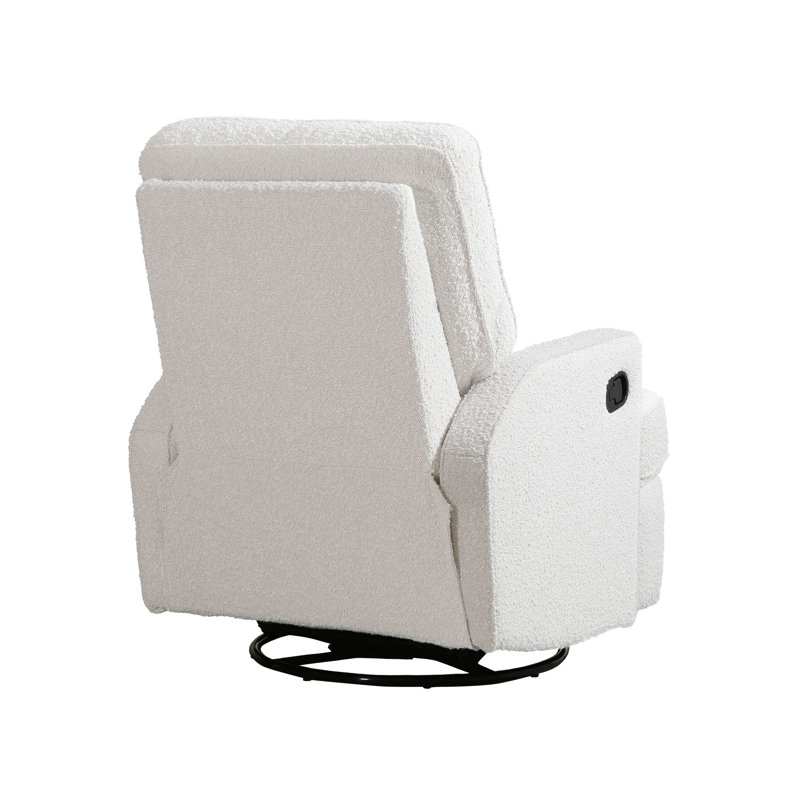 Tucker Swivel Reclining Glider, Cream Boucle