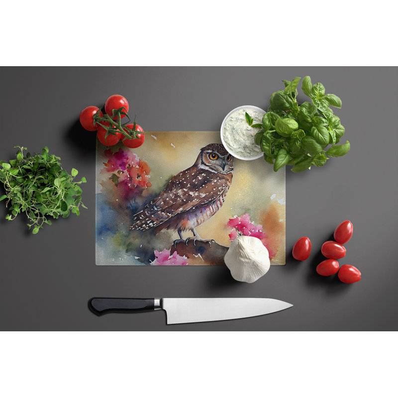 Burrowing Owl Glass Cutting Board