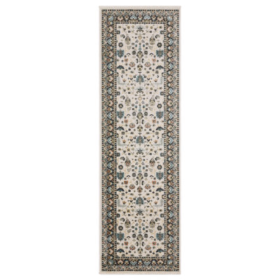 Caia Traditional Floral Border Beige/ Multi Area Rug