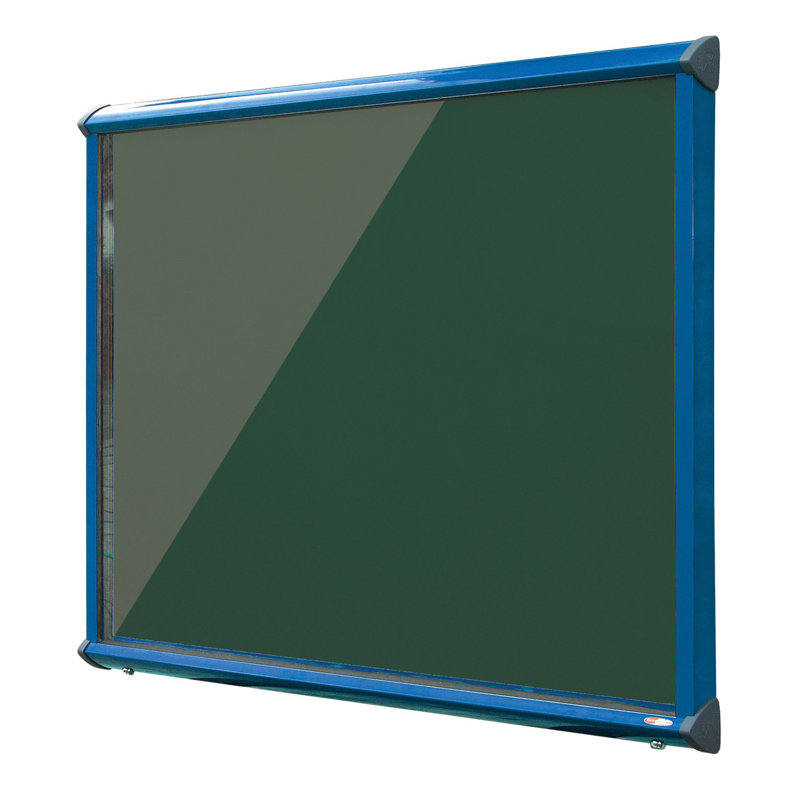 Exterior Wall Mounted Bulletin Board, 105cm H x 139.7cm W, Bottle Green, Blue