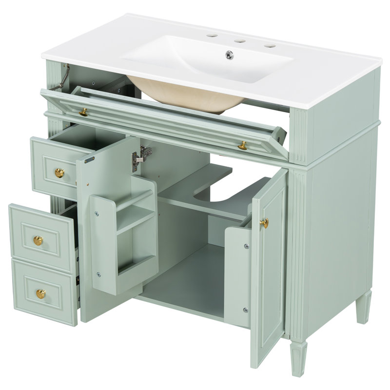 Meuble-lavabo 36 po avec lavabo, Vert
