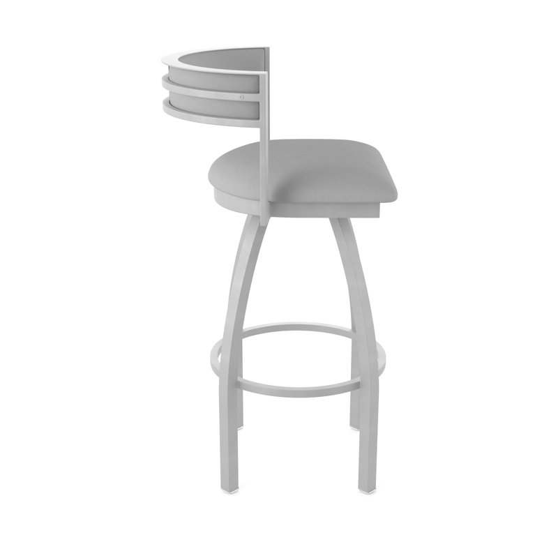 Tabouret Artémis, Tabouret de bar (siège d'une hauteur de 30 po), Vinyle - gris Folkstone Canter, Nickel anodisé