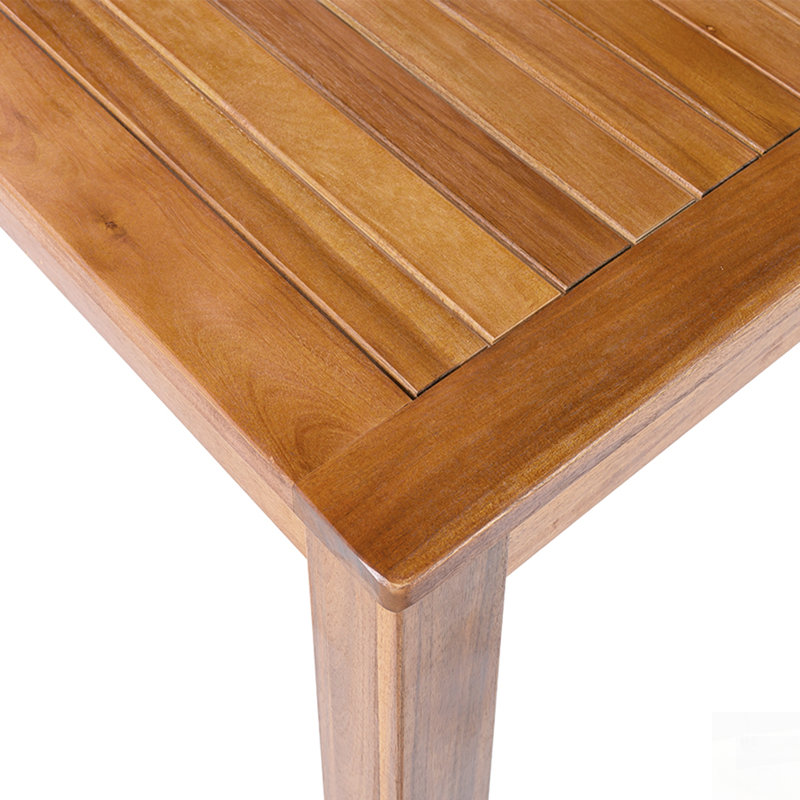 Table de salle à manger de patio en bois d'acacia durable, conception spacieuse pour une utilisation intérieure et extérieure