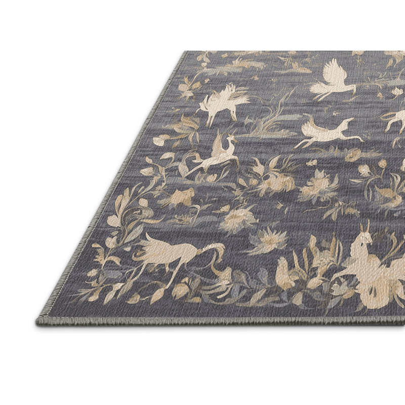 Machine Washable Gray Area Rug