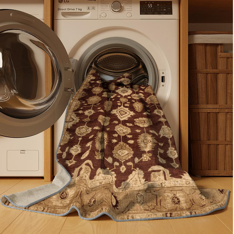 Tapis brun lavable à la machine, Rectangulaire 8 pi x 10 pi