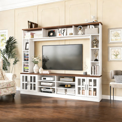 Modern Entertainment Center with Electric Fireplace, Bookshelves, and Adjustable Shelves, for Living Rooms by Red Barrel Studio