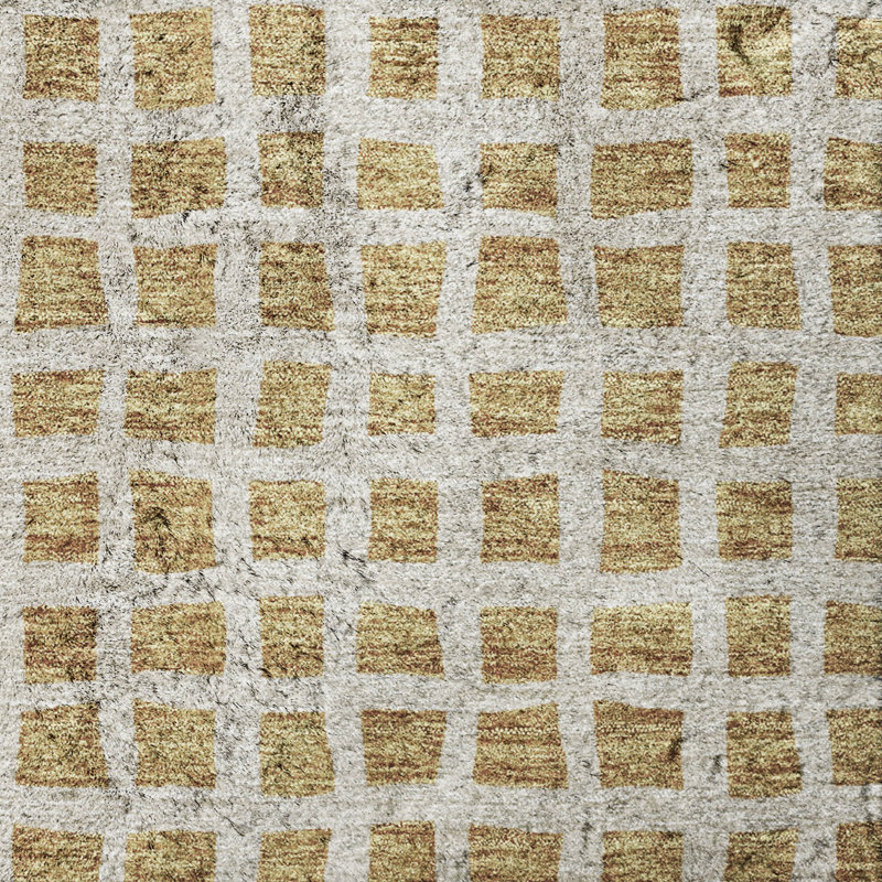 Tapis géométrique Dream Shag ADS727 lavable à la machine de qualité supérieure, Doré, 3 pi x 5 pi