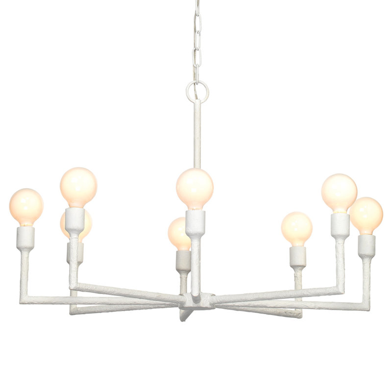 Jamie Young Park 8-Light White Gesso Modern Chandelier