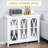 Tempered Glass Door Sideboard Credenza - Arc Pattern Buffet With Adjustable Storage Shelf