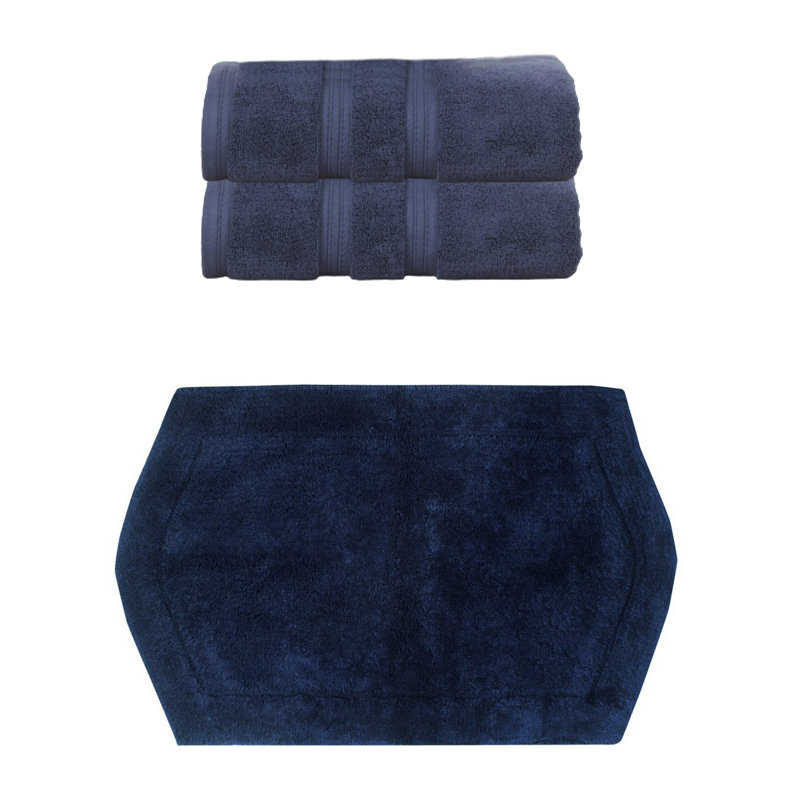 Ensemble de serviettes de bain 100% coton 2 pièces et tapis de bain 1 pièce Bryd Collection, (ensemble de 3), jaune