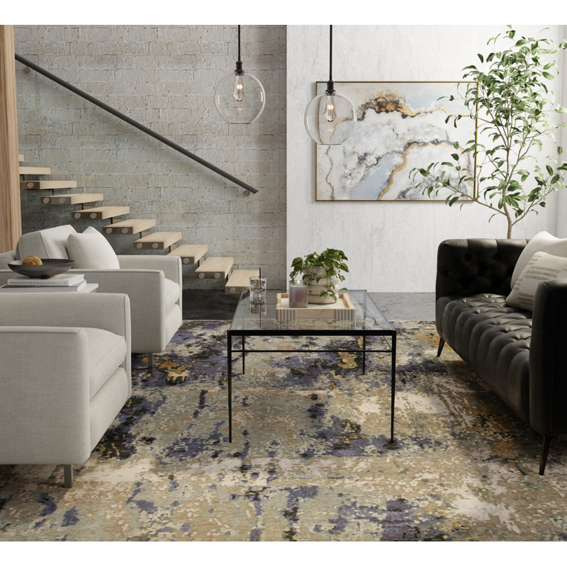 Tapis bleu Tenyia, Rectangle 9 pi 6 po x 13 pi 6 po