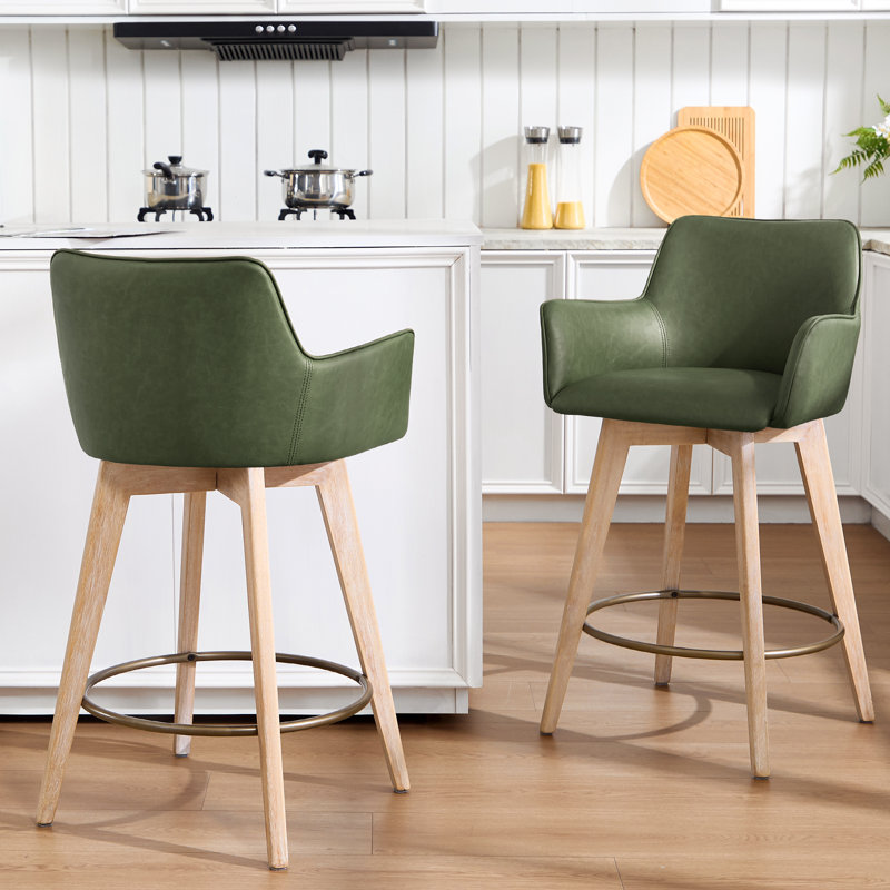 Tabouret de comptoir pivotant en cuir Ashwood, Vert