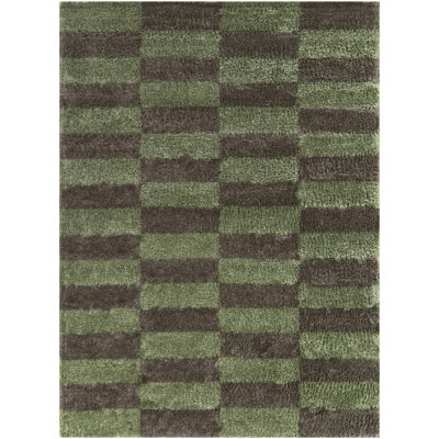 Bolotov Green Modern Geometric Area Rug