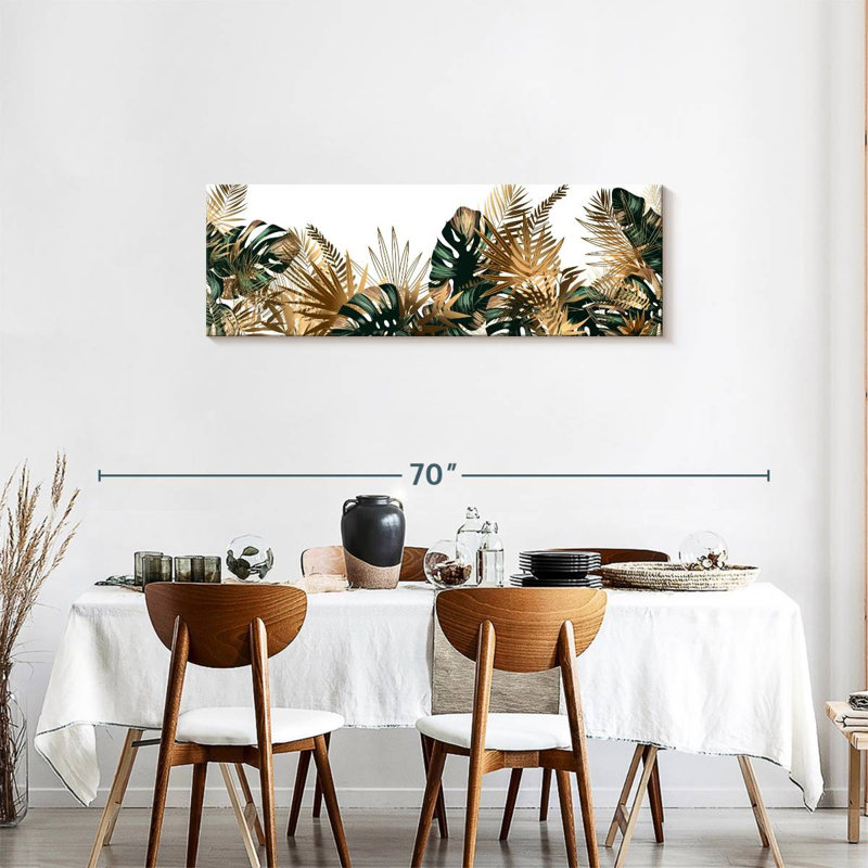 Posh Tropical Leaves sur impression sur toile, H 17 po x l 51 po x P 1,25 po