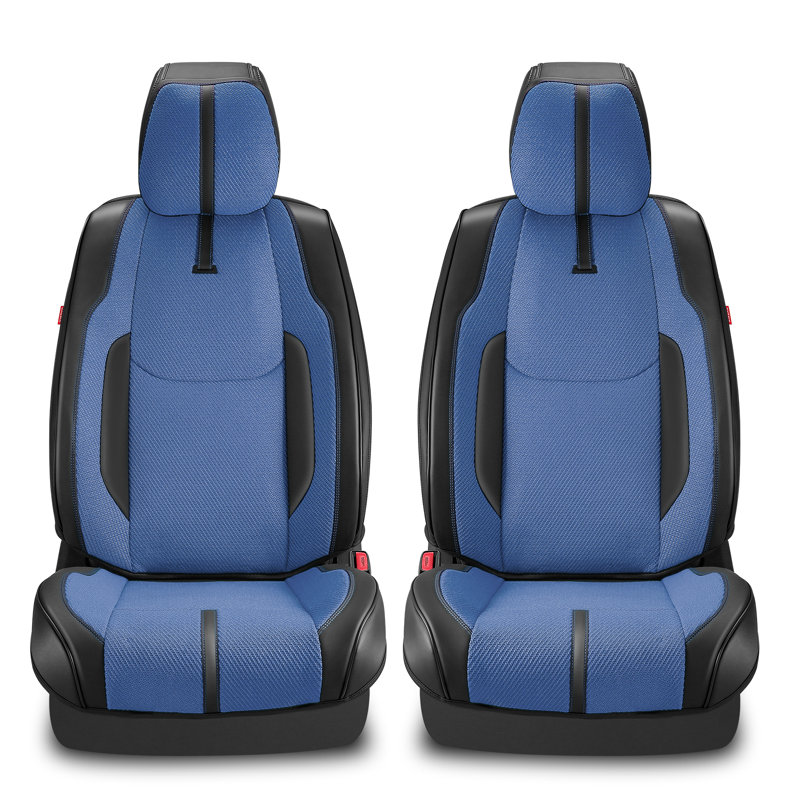 Drive Series Front Seat Covers With Airbag Compatible, Reserved Opening Holes For Headrest, Universal For Cars, Black/Navy