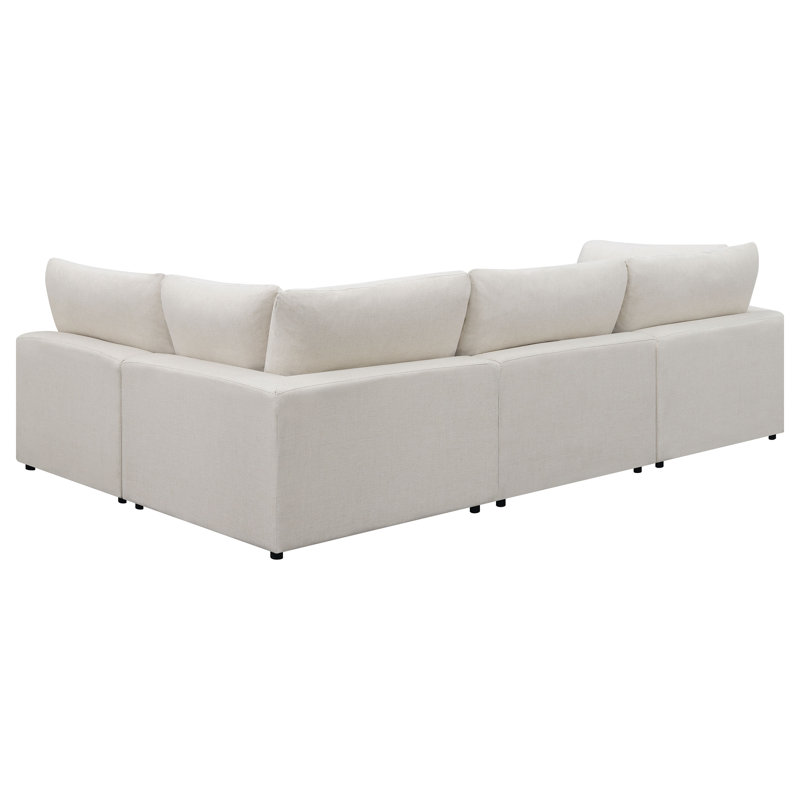 Canapé modulaire rembourré 4 pièces Gihan, Lin beige