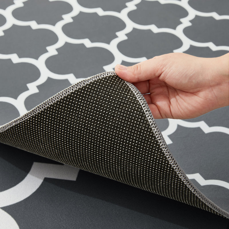 Aspire Homeware Grey Geometric Area Rug Modern Trellis Indoor Carpet, Rectangle 40 x 60 cm