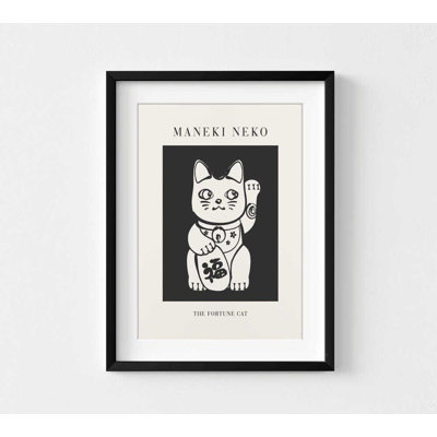 Maneki Neko Poster - Minimalist Fortune Cat Wall Decor