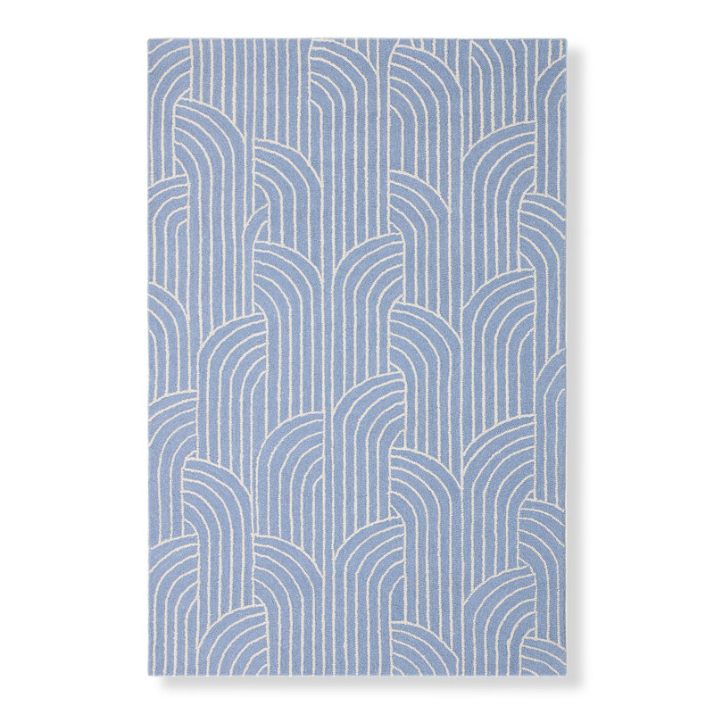 Geometric Area Rug in Denim Blue, Rectangle 12' x 15'