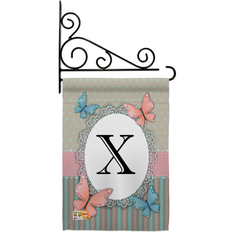 Papillons initiaux en polyester 2 faces 19 x 13 po ensemble de drapeaux, X