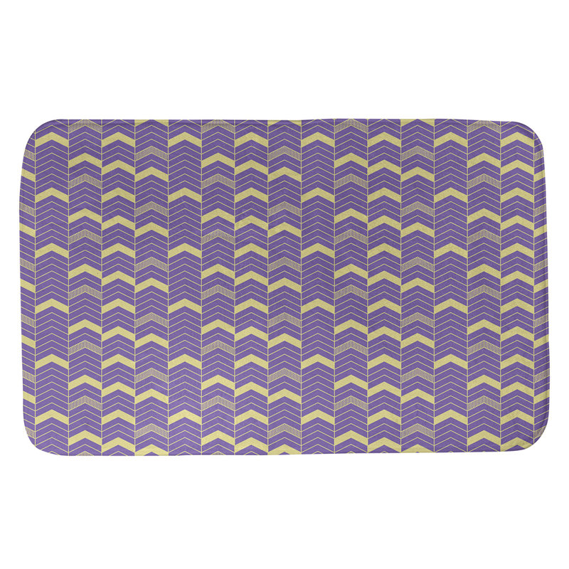 Rhonda Cheval Two Colour Lined Chevrons Bath Mat, 21" W x 34" L, Purple/Yellow