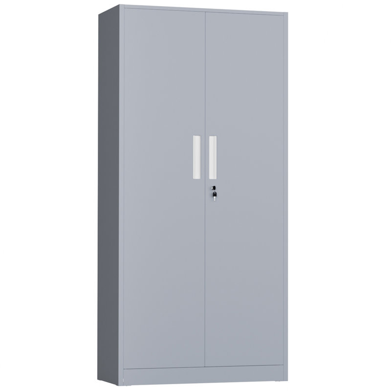 Lakenzie 5 - Shelf Steel Garage Storage Cabinets with Lock (72" H x 32" W x 16" D), Dark Gray