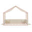 Lit plateforme à baldaquin double en velours avec rideaux en gaze respirant, rose