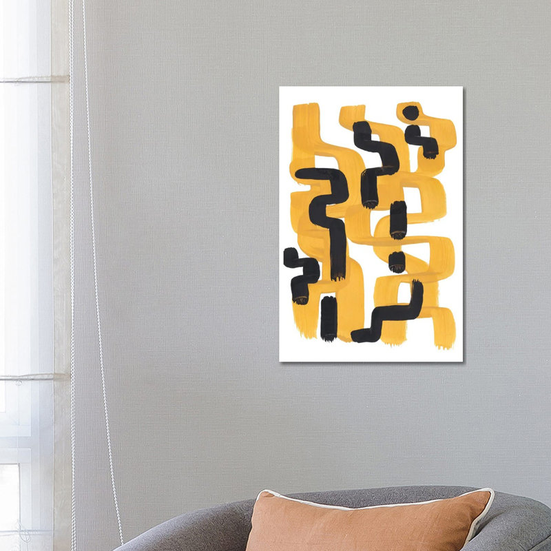 Mustard Wiggle Two 1 Piece Wrapped Canvas Wall Art, 66.04 cm H x 45.72 cm W x 3.175 cm D