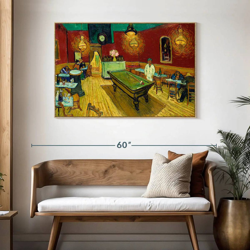 The Night Cafe, Cadre flottant en bois naturel, 46 po x 31 po