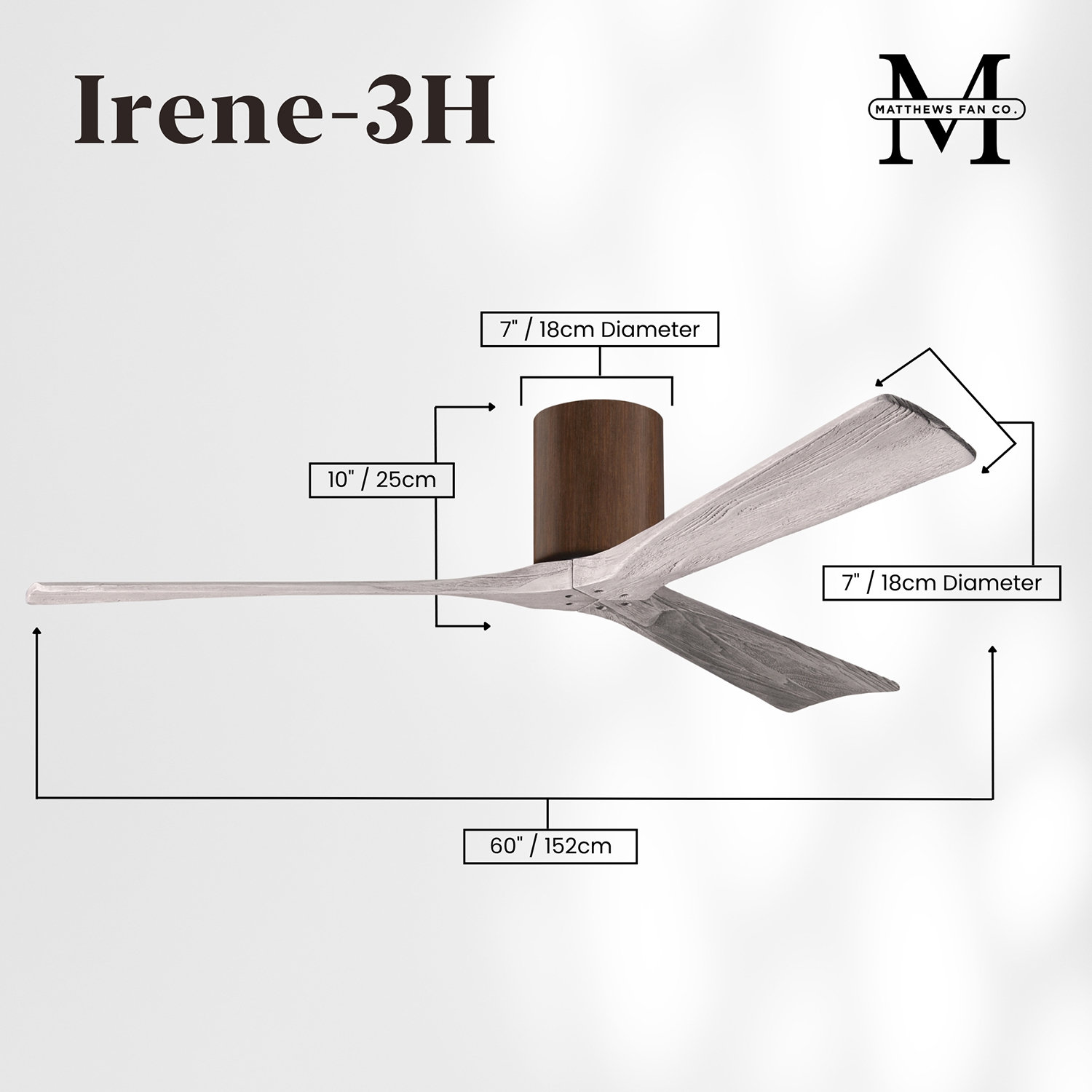 Olivier 3 Blade Ceiling Fan, Walnut, Barn Wood Tone, 60"