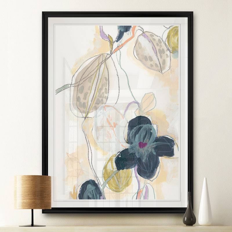 " Abstracted Orchid I ", 26.5" H x 36.5" W x 1.5" D, Black Framed