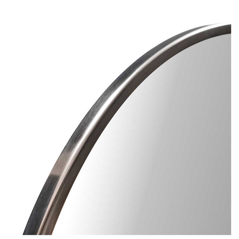 Adelina 30-Inch Round Metal Wall Mirror, Black