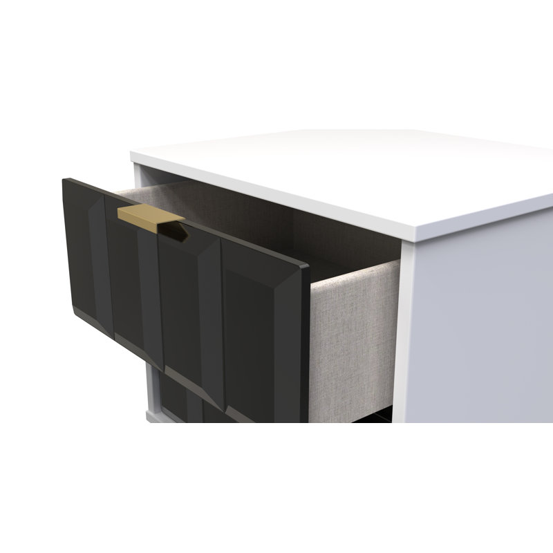 Fully Assembled Alkim Manufactured Wood Bedside Table, White/Black