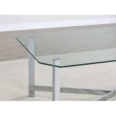 Vítor 2-Piece Tempered Glass Top Coffee Table Set Chrome